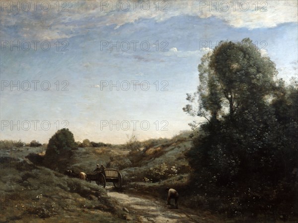 'The Horsecart, Memory of Marcoussis near Montlhery', 1855. Artist: Jean-Baptiste-Camille Corot