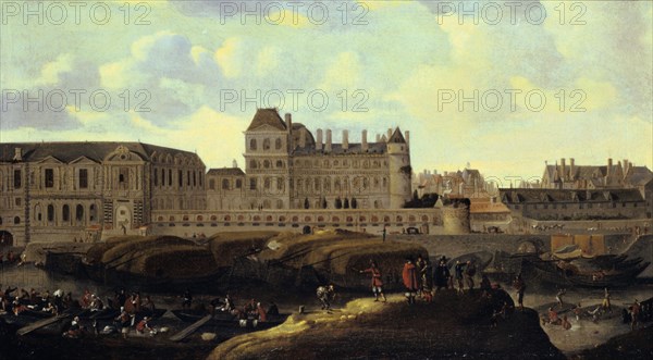 'Louvre and Petit Bourbon seen from the Seine', Paris, 17th century. Artist: Reinier Zeeman