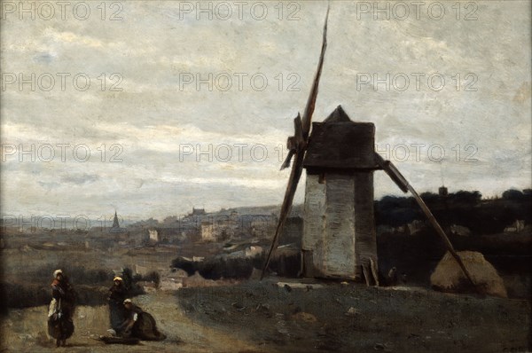 'A Windmill, Etretat', 19th century.  Artist: Jean-Baptiste-Camille Corot