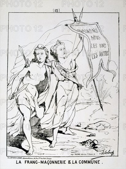 Allegory of 'la Franc-Maconnerie et la Commune', Paris Commune, 1871.  Artist: Anon