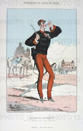 'Eclaireurs Franchetti', Siege of Paris, 1870-1871.  Artist: Anon