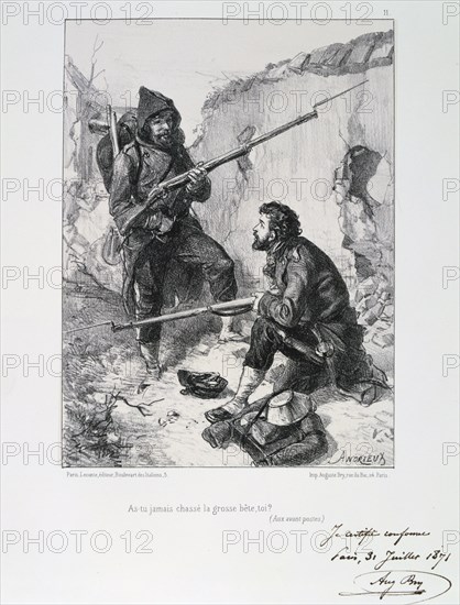 In the trenches, Siege of Paris, Franco-Prussian War, 1870-1871 (1871). Artist: Auguste Bry