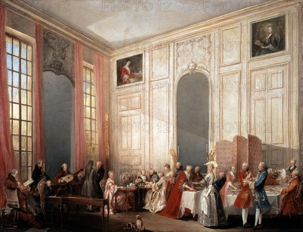 'English Tea Party with the Prince of Conti at the Temple', 1766. Artist: Michel Barthelemy Ollivier