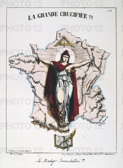 'Le Martyr Immortalise!', allegory of Republican France, 1871. Artist: E Courtaux