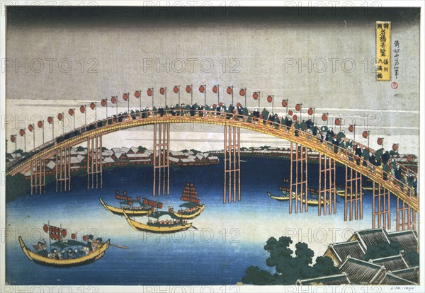 'Temma bridge, Osaka', Japan, 1830. Artist: Hokusai
