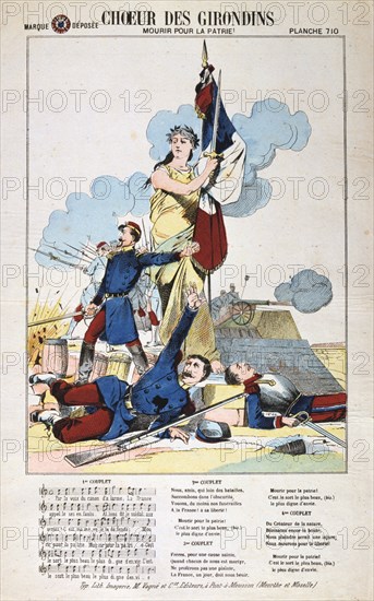 'Choeur des Girondins', song sheet, Franco-Prussian war, 1870-1871.  Artist: Anon