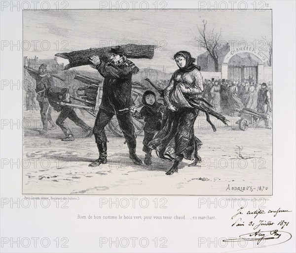 Collecting firewood, Siege of Paris, Franco-Prussian War, 1870 (1871). Artist: Auguste Bry