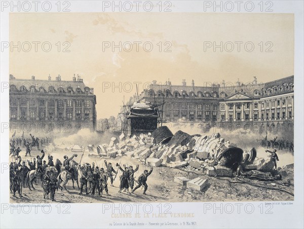 'Colonne de la Place Vendome', Paris Commune, 16 May 1871.  Artist: Anon
