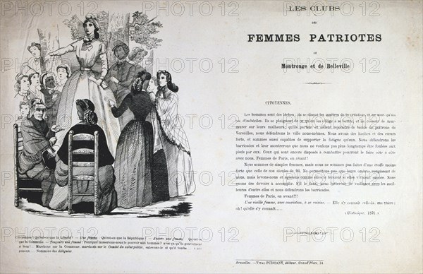 'Les Clubs des Femmes Patriotes', Paris Commune, 1871.  Artist: Anon