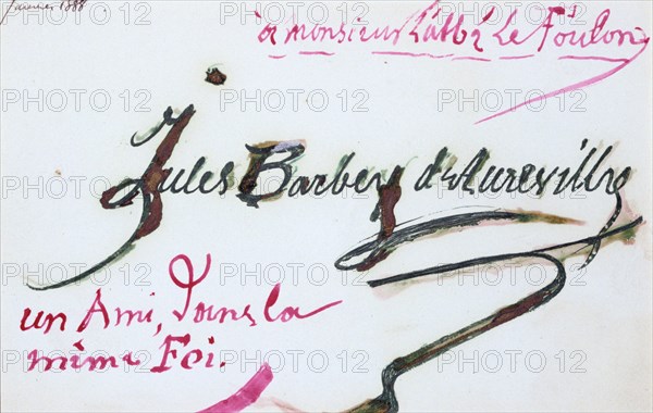 Signature of Jules-Amedee Barbey d'Aurevilly, 19th century. Artist: Jules-Amedee Barbey d'Aurevilly