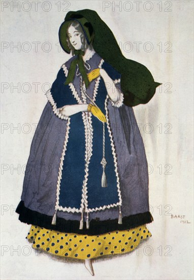 Costume design for the ballet Les Papillons, 1912.  Artist: Leon Bakst