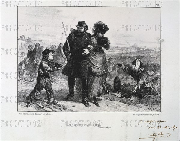 'Les Petits Marchands d'Obus', Siege of Paris, Franco-Prussian War, January 1871 (1872). Artist: Auguste Bry