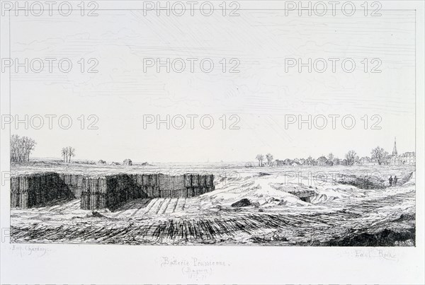 Prussian battery, Siege of Paris, 1870-1871. Artist: Paul Roux