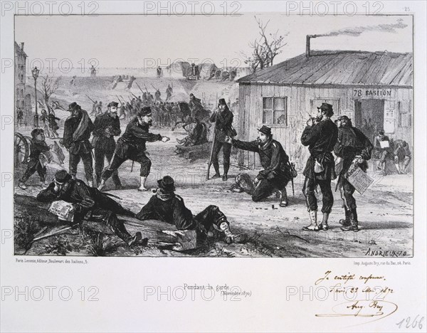 'Pendant la garde', Siege of Paris, Franco-Prussian War, November 1870 (1872). Artist: Auguste Bry