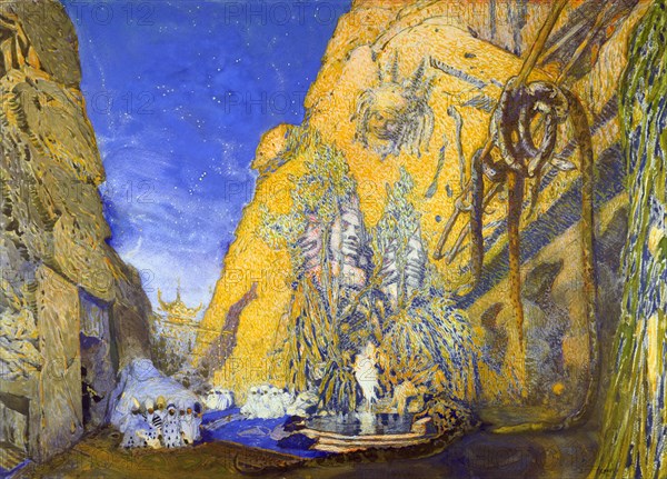 Set design for a Ballets Russes production of Le Dieu Bleu (The Blue God), 1911. Artist: Leon Bakst