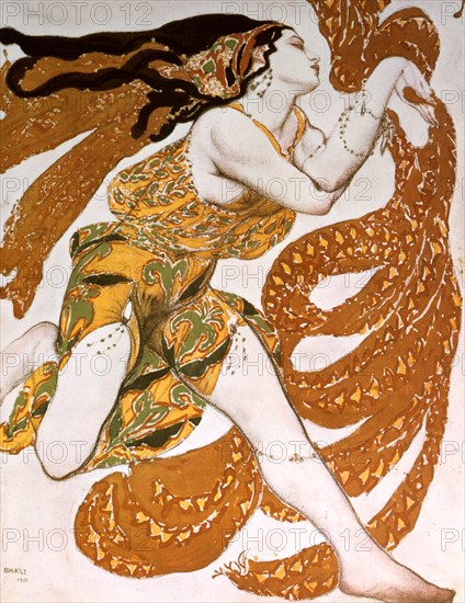 'Bacchante', costume design for a Ballets Russes production of Tcherepnin's Narcisse, 1911. Artist: Leon Bakst