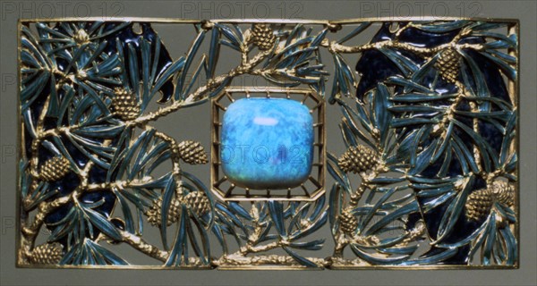 Plaque for eagles and pine choker, c1899-1901. Artist: Rene Lalique