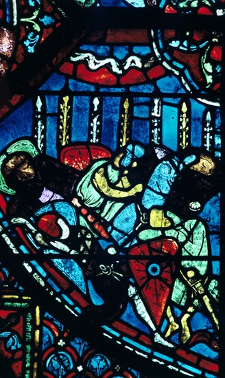 Miracle of the flowering lances, stained glass, Chartres Cathedral, France, c1225. Artist: Unknown