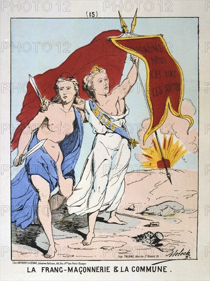 Allegory of 'la Franc-Maconnerie et la Commune', Paris Commune, 1871.  Artist: Anon