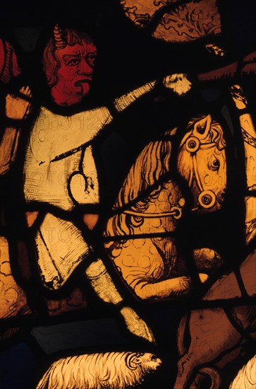 Devil on a horse, (detail). Artist: Unknown