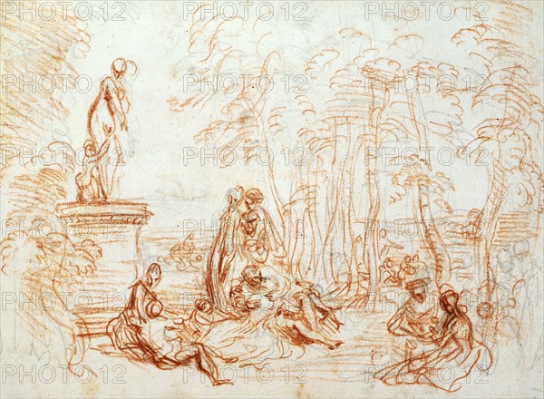 'The Pleasure of Love', sketch, 18th century. Artist: Jean-Antoine Watteau