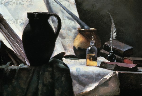 'Still Life with Skull', detail, 19th century.  Artist: Antoine Vollon