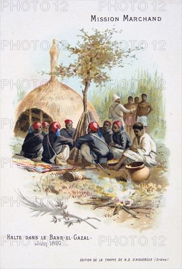 Rest at Bahr-el-Ghazal, June 1897. Artist: Unknown