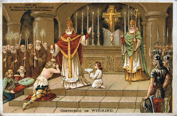 Conversion of Witikind, 785 AD, (19th century). Artist: Unknown