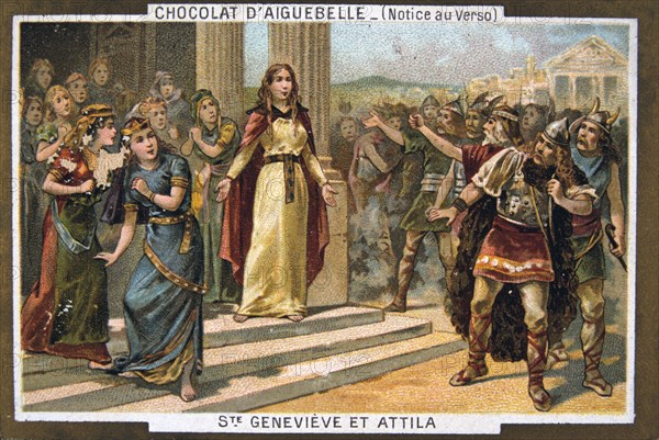 Saint Genevieve and Attila, c451 AD, (19th century). Artist: Unknown