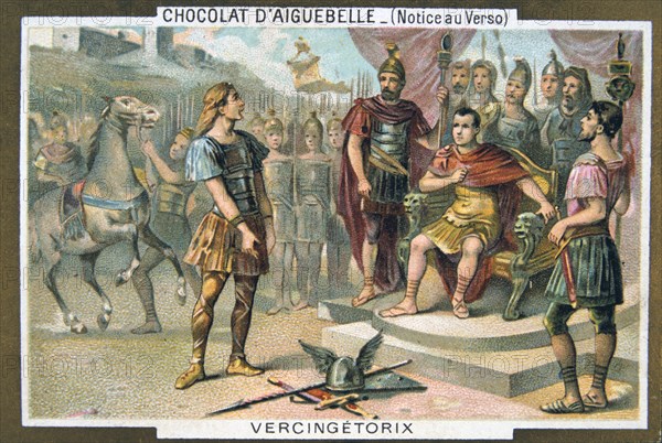 Vercingetorix surrenders to Julius Caesar, c46 BC, (19th century). Artist: Unknown