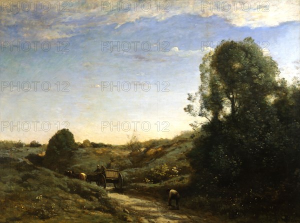 'The Horsecart, Memory of Marcoussis near Montlhery', 1855.  Artist: Jean-Baptiste-Camille Corot