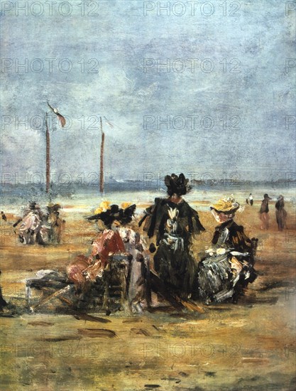 'On the Beach', (detail), 1880. Artist: Eugene Louis Boudin
