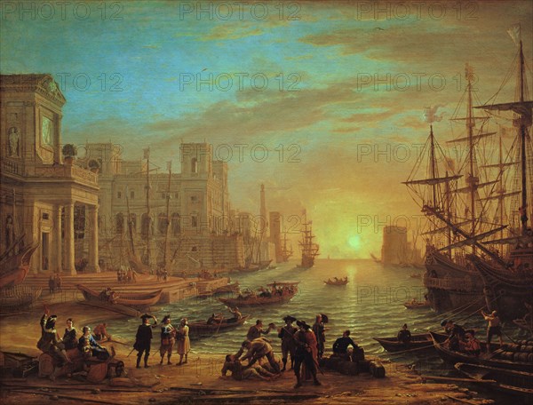 Seaport at sunset, 1639. Artist: Claude Lorrain