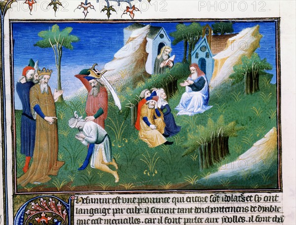 The King of Kashmir dispenses justice, late 13th century, (early 15th century). Creator: Boucicaut Master.