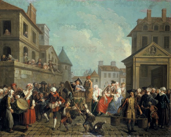 'Carnival in the Streets of Paris', 1757.  Artist: Etienne Jeaurat