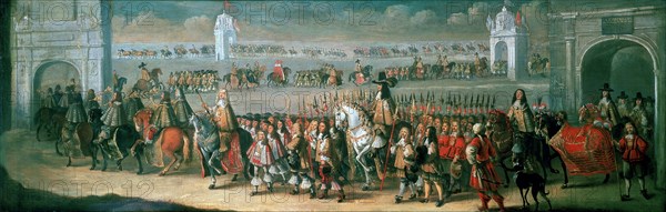 Charles II Processing from the Tower of London to Westminster, 22 April 1661. Artist: Dirck Stoop