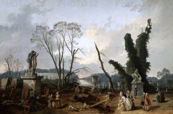 View of the 'Tapis Vert' in Versailles, 19th century. Artist: Fanny Robert