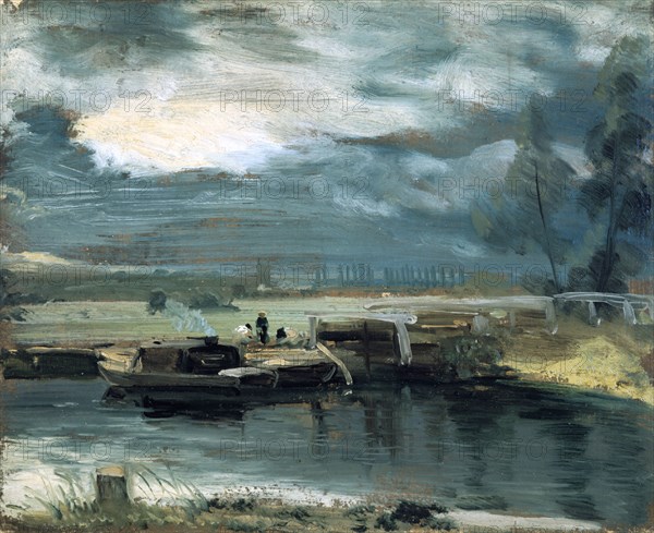 'Barges on the Stour, with Dedham Church in the Distance', 1811. Artist: John Constable