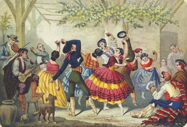 Spanish dancers, mid 19th century. Artist: Anon