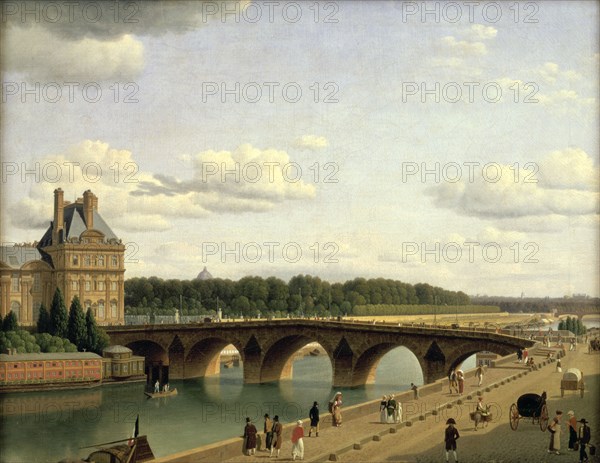 'Paris, view of the Pont Royal, Quai Voltaire', 1812. Artist: CW Eckersberg