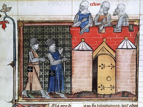 Knights Templar before Jerusalem, c1099, (14th century). Artist: Unknown