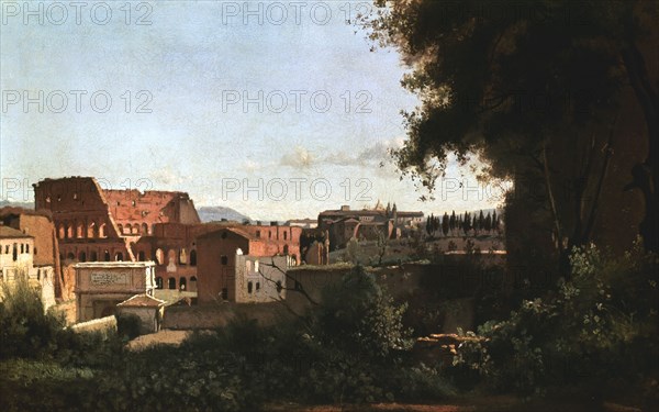 'The Colosseum: View from the Farnese Gardens', Rome, 1826. Artist: Jean-Baptiste-Camille Corot