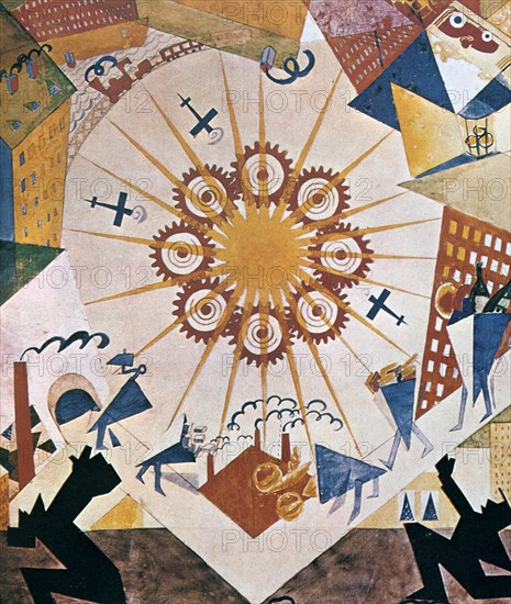 Décor design for 'Mystery Bouffe', 1919.  Artist: Vladimir Mayakovsky