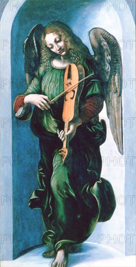 'An Angel in Green with a Vielle', c1500. Artist: Leonardo da Vinci