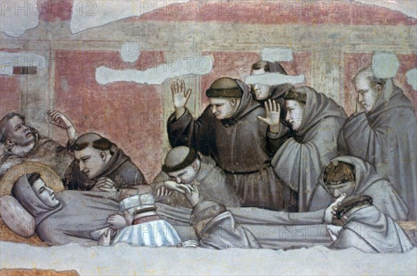 'Death of St Francis and Inspection of Stigmata', c1320. Artist: Giotto