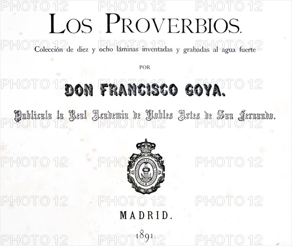 Title page of 'Los Proverbios' or Proverbs', 1819-1823. Artist: Francisco Goya