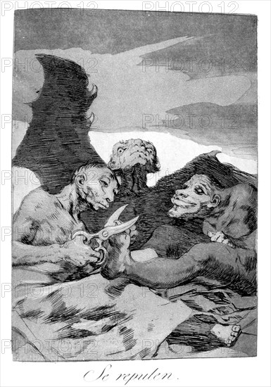'They spruce themselves up', 1799. Artist: Francisco Goya