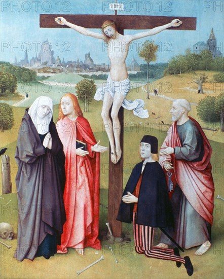 'Christ on the Cross with Donors and Saints', c1480-1516. Artist: Hieronymus Bosch