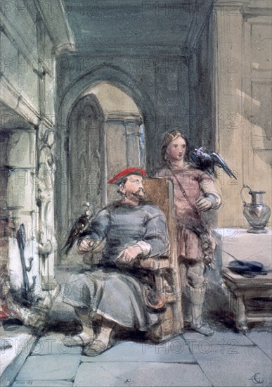 'Knight and Page', 19th century. Artist: George Cattermole