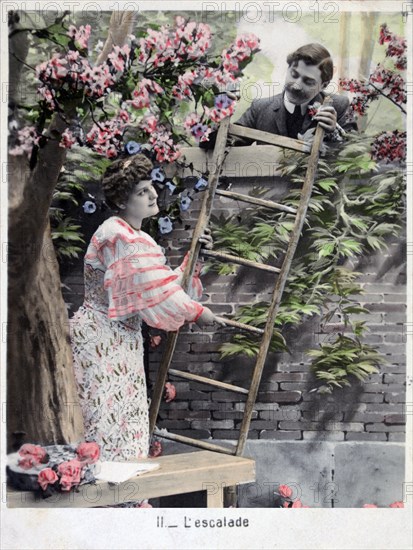 'The Climbing', vintage French postcard, c1900. Artist: Unknown